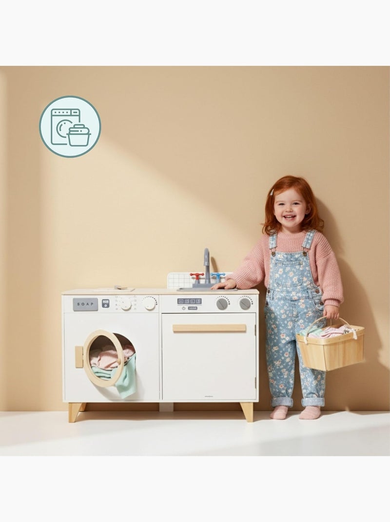 Cuisine enfant & buanderie en bois - avec lave-linge, évier et accessoires 73,5*29*67 cm N/A - Kiabi