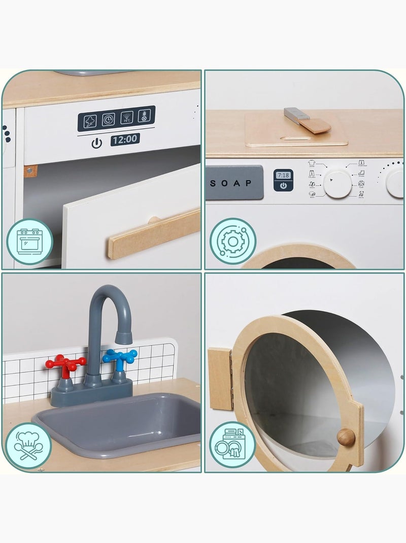 Cuisine enfant & buanderie en bois - avec lave-linge, évier et accessoires 73,5*29*67 cm N/A - Kiabi