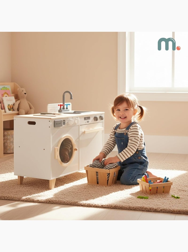 Cuisine enfant & buanderie en bois - avec lave-linge, évier et accessoires 73,5*29*67 cm N/A - Kiabi