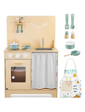 Cuisine enfant en bois avec led et accessoires mamabrum