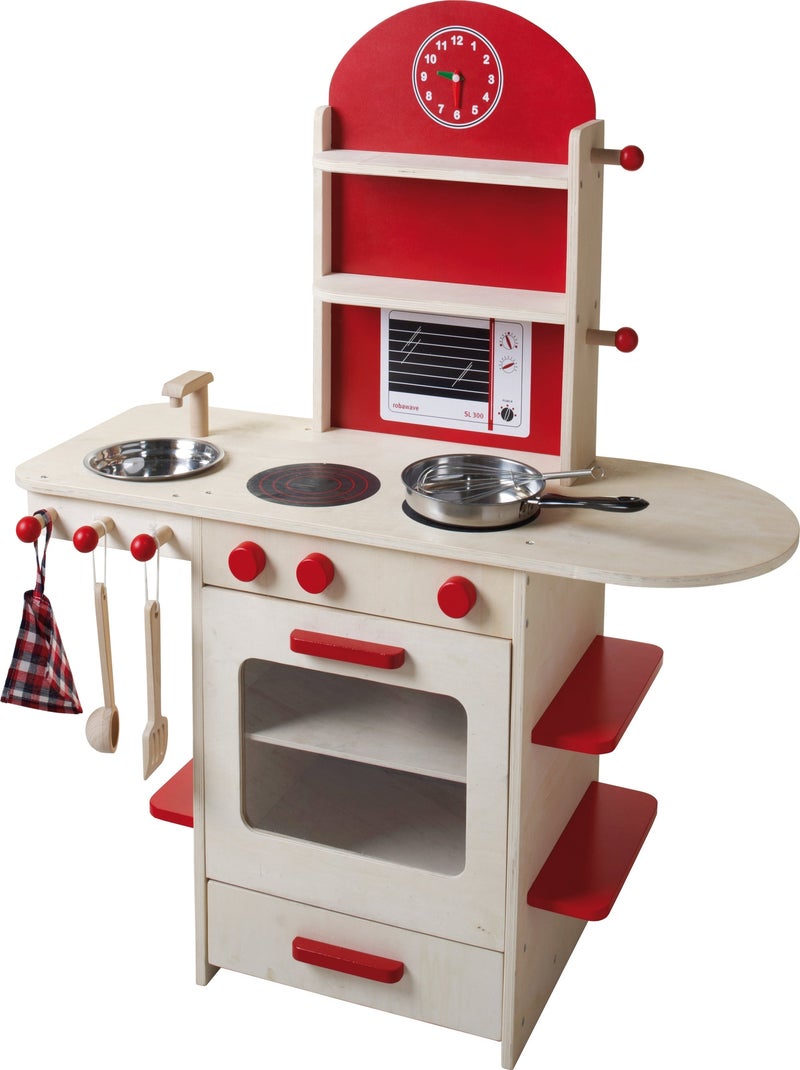 Cuisine enfant en bois massif + Accessoires ROBA Rouge - Kiabi