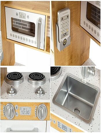 Cuisine enfant xxl bois avec led et frigo mamabrum