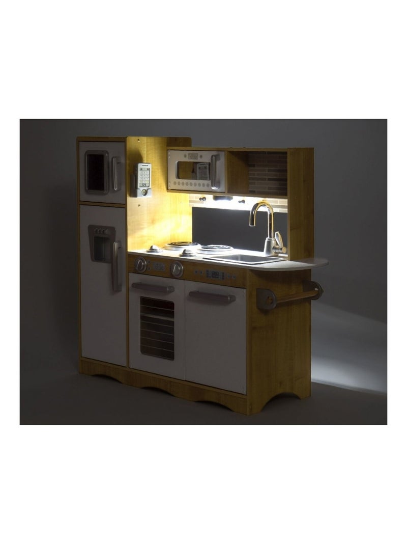 Cuisine enfant xxl bois avec led et frigo mamabrum N/A - Kiabi