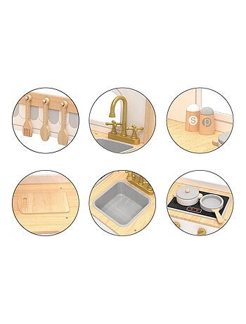Cuisine interactive bois frigo et micro-ondes mamabrum