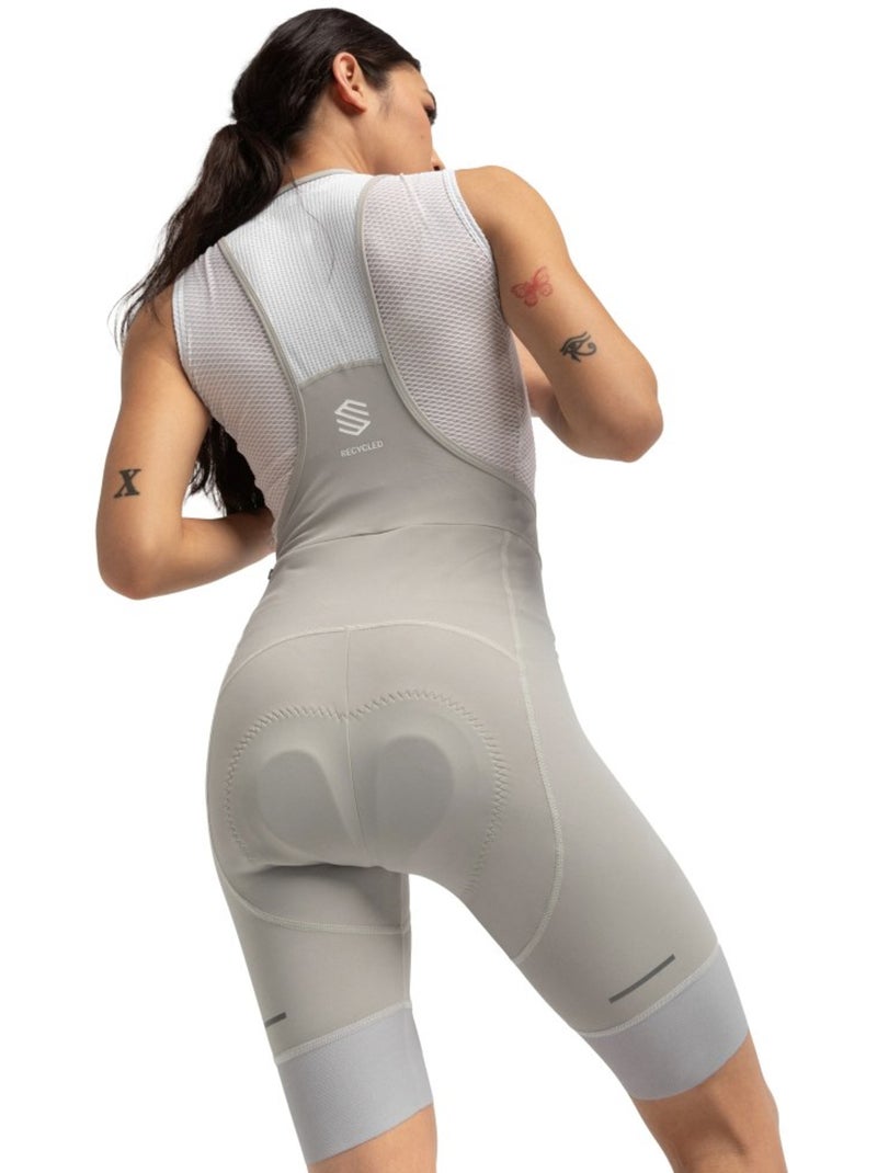 Cuissard vélo court en tissu recyclé femme cyclisme femme sía Blanc Gris - Kiabi
