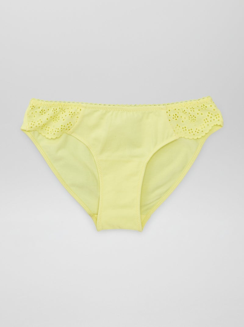 Culotte avec broderies anglaises jaune - Kiabi