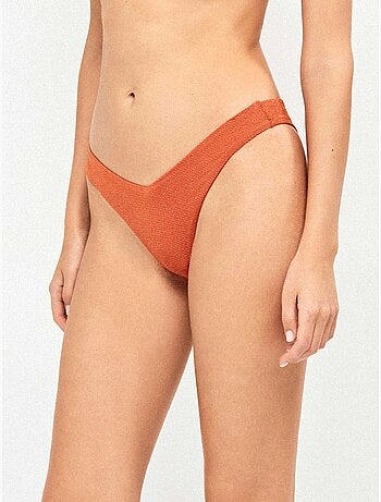 Culotte bikini brésilien en piqué lurex doré