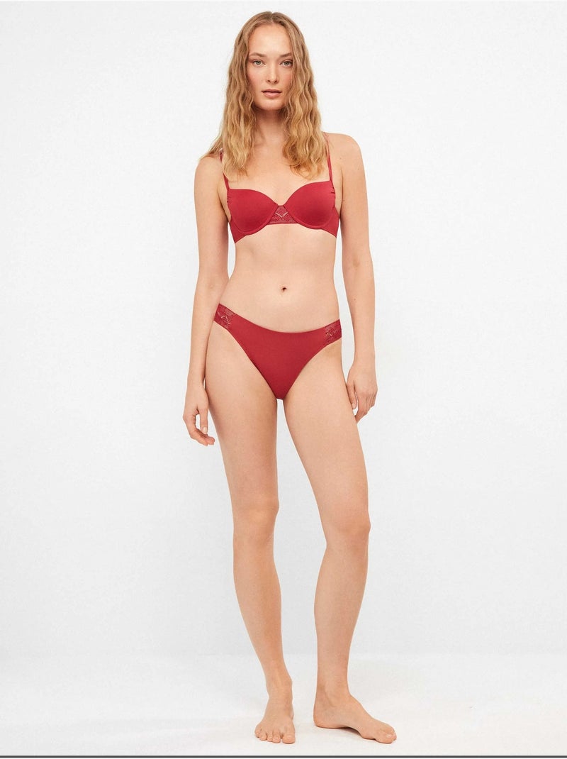 Culotte bikini dentelle sur les côtés Rouge - Kiabi