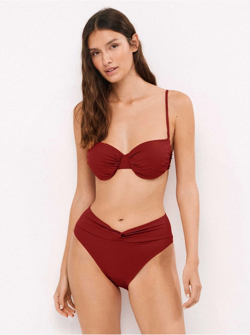 Culotte bikini haut noué Bordeaux - Kiabi
