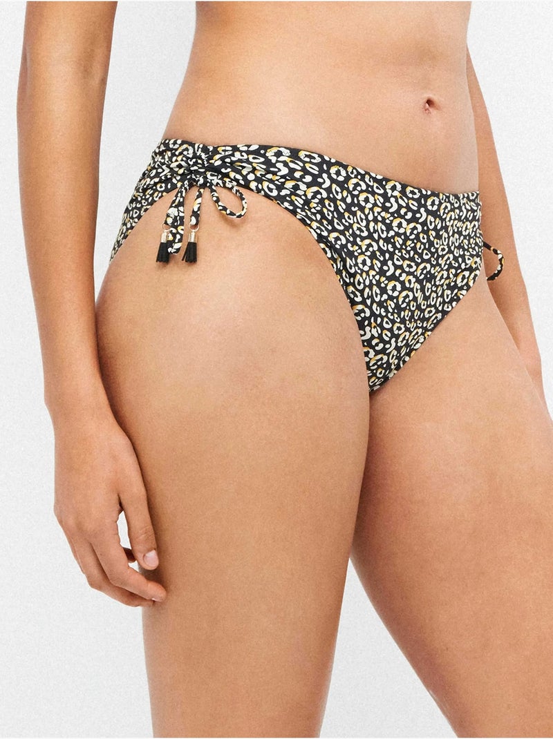 Culotte bikini haute et ajustable en tissu imprimé animal. Multicolore - Kiabi