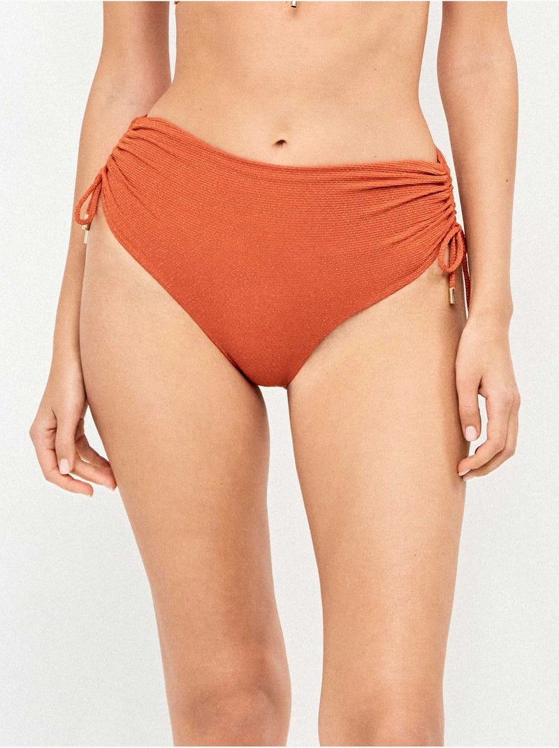Culotte bikini haute tissu piqué lurex doré Terracotta - Kiabi