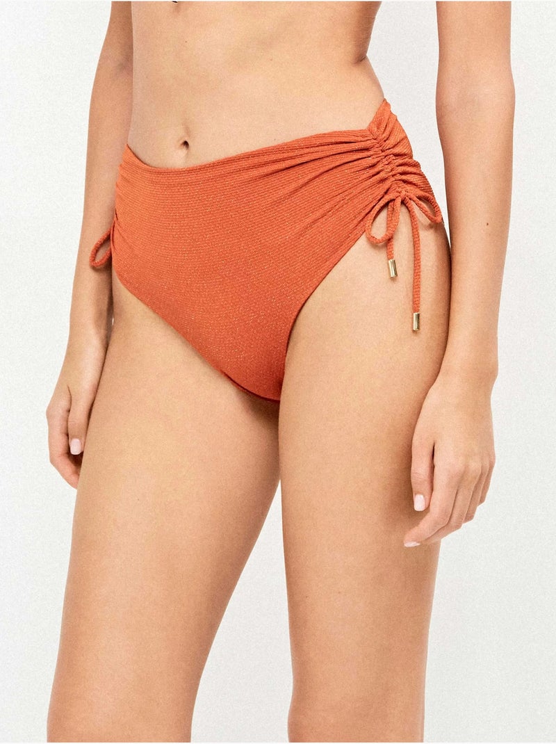 Culotte bikini haute tissu piqué lurex doré Terracotta - Kiabi
