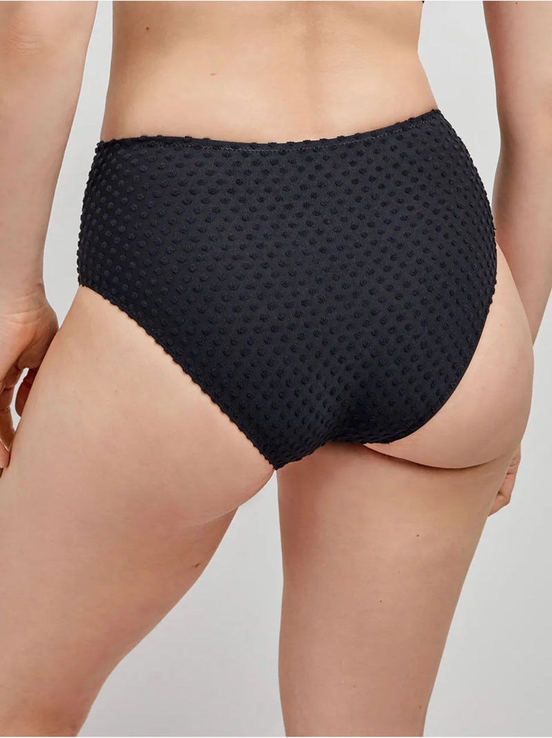 Culotte bikini haute tissu structuré Noir - Kiabi