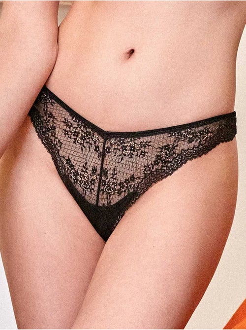 Culotte brésilien en dentelle avec lanières et anneaux - Kiabi