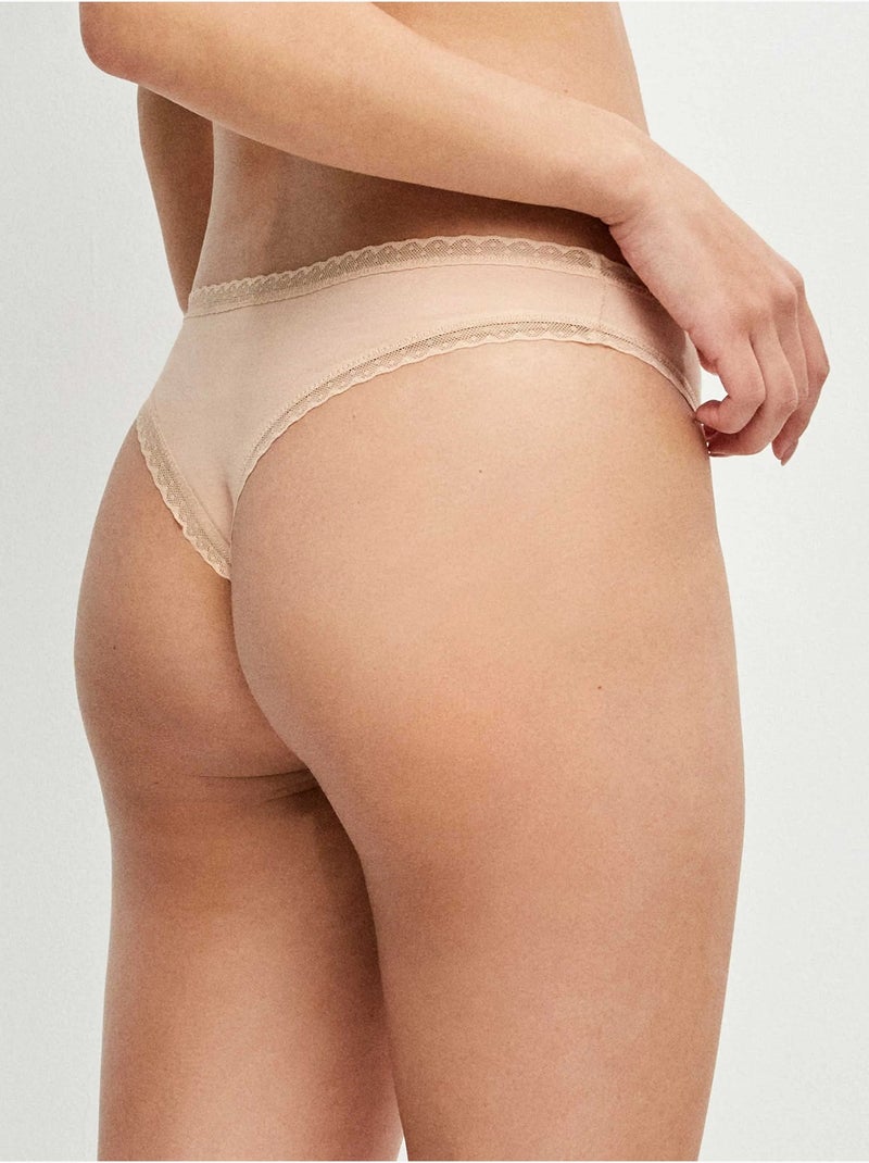 Culotte brésilienne avec galon de plumetis Rose - Kiabi