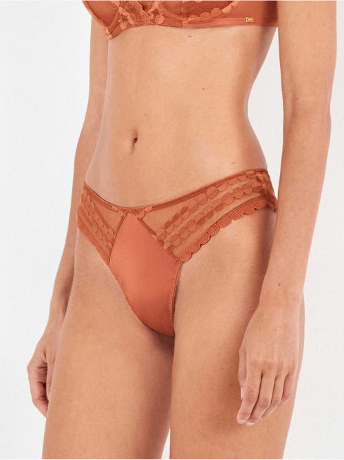Culotte brésilienne en dentelle et microfibre - Kiabi