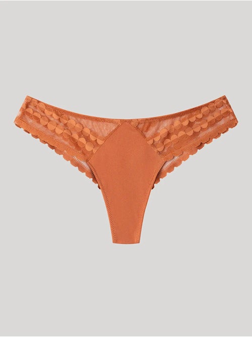 Culotte brésilienne en dentelle et microfibre - Kiabi