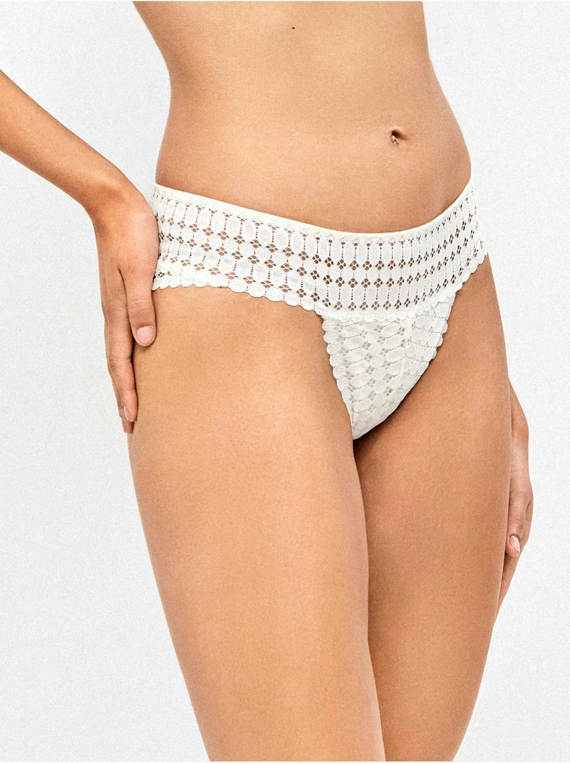 Culotte brésilienne en dentelle géométrique Ivoire - Kiabi