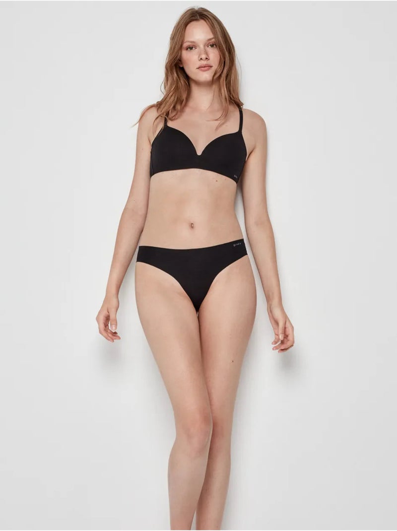 Culotte brésilienne en tissu de coton éco Noir - Kiabi