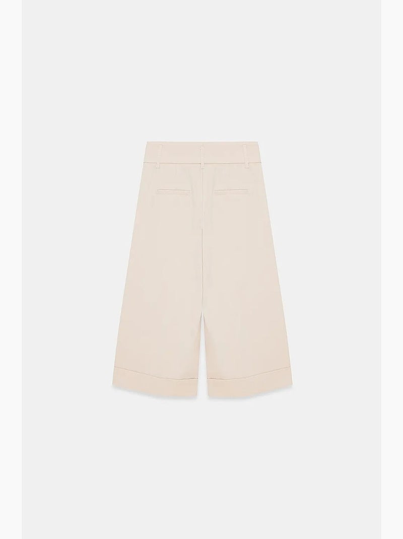 Culotte broek hoge taille crêpe dilvin Klei-beige - Kiabi