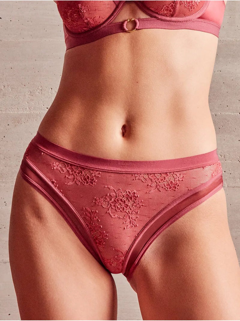 Culotte classique en dentelle florale Rouge bordeaux - Kiabi