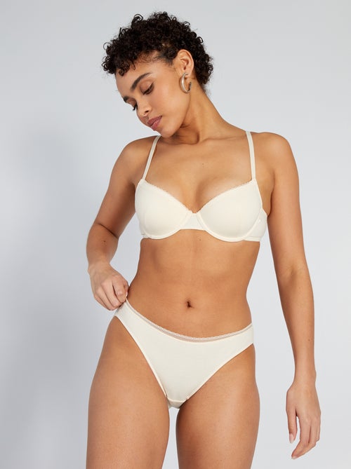 Culotte coton galon dentelle - Kiabi