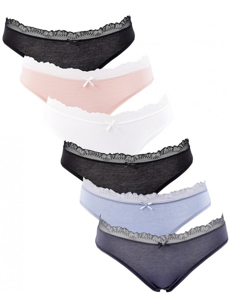 Culotte CXL By LACROIX X6 - Pack de 6 Noir Rose clair Bleu - Kiabi
