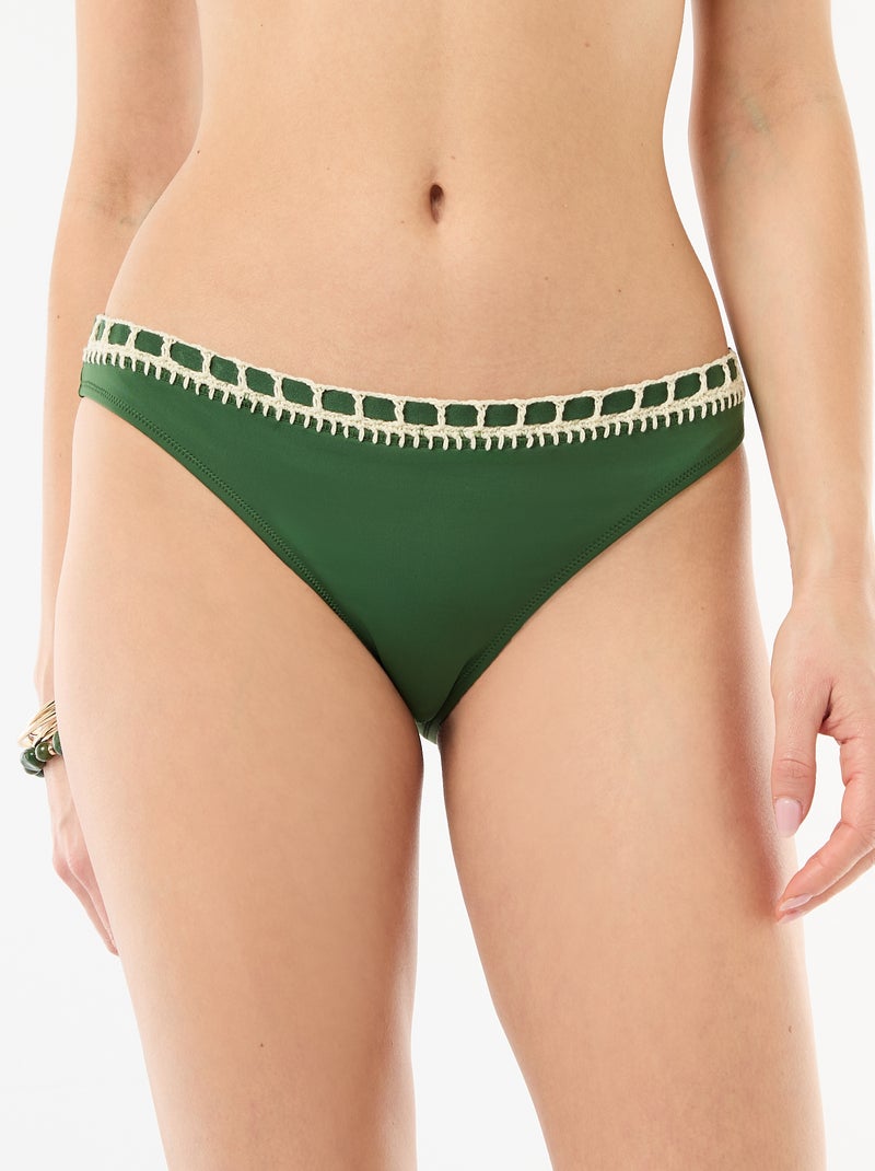 Culotte de bain avec bords macramé Vert - Kiabi