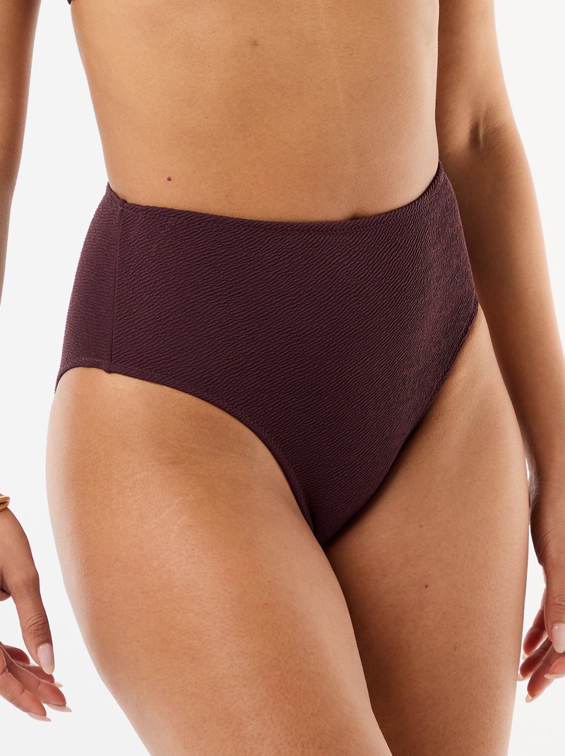 Culotte de bain gaufrée taille haute Violet - Kiabi
