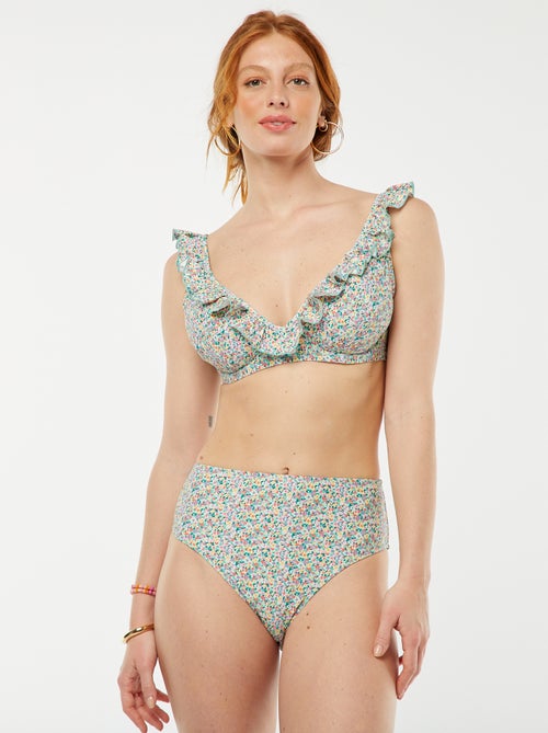 Culotte de bain taille haute fleurie - Kiabi