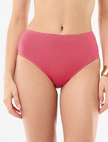 Culotte de bain taille haute imprimé vichy