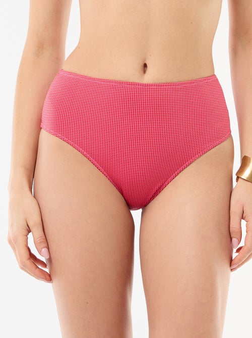 Culotte de bain taille haute imprimé vichy - Kiabi