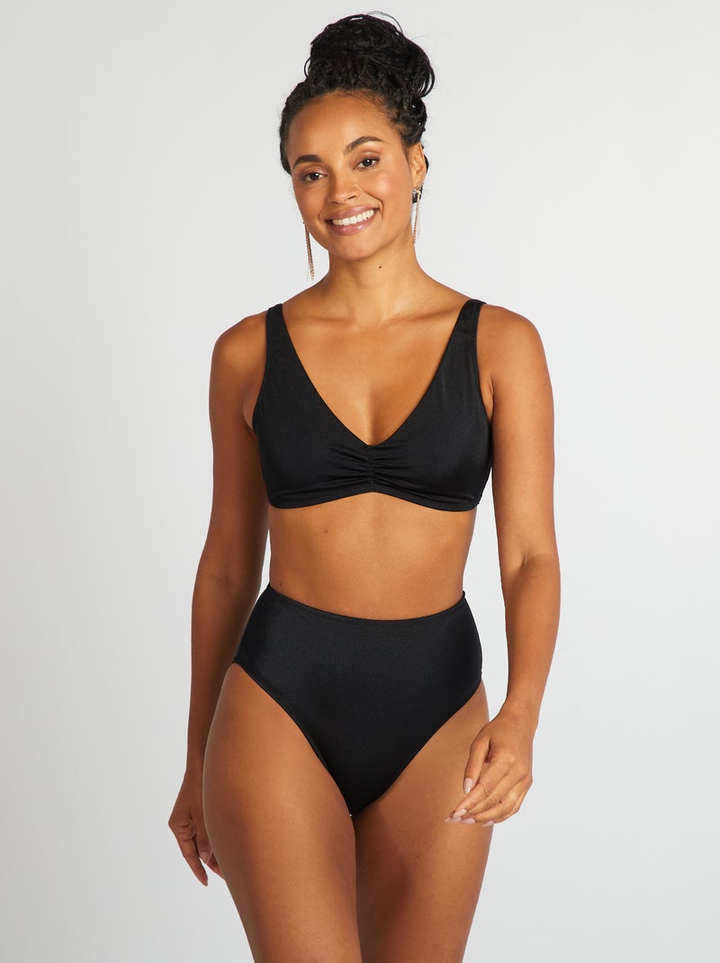Culotte de bain taille haute Noir - Kiabi