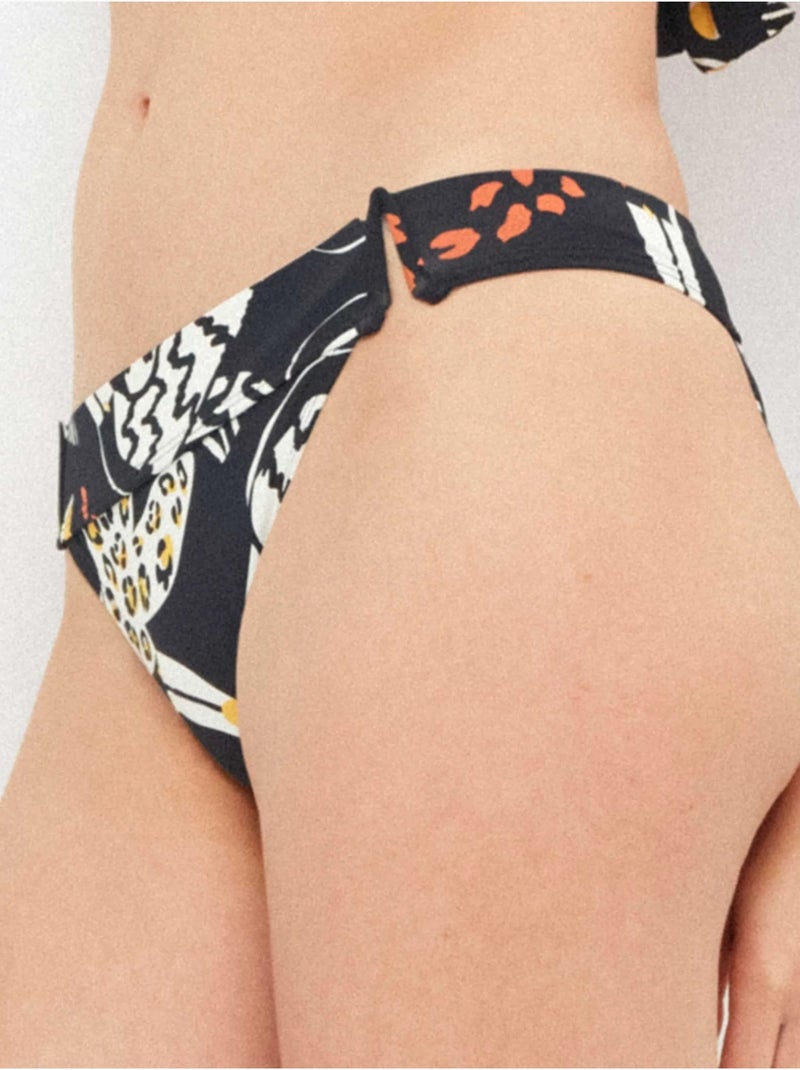 Culotte de bikini avec détail à la taille et imprimé tropical Multicolore - Kiabi
