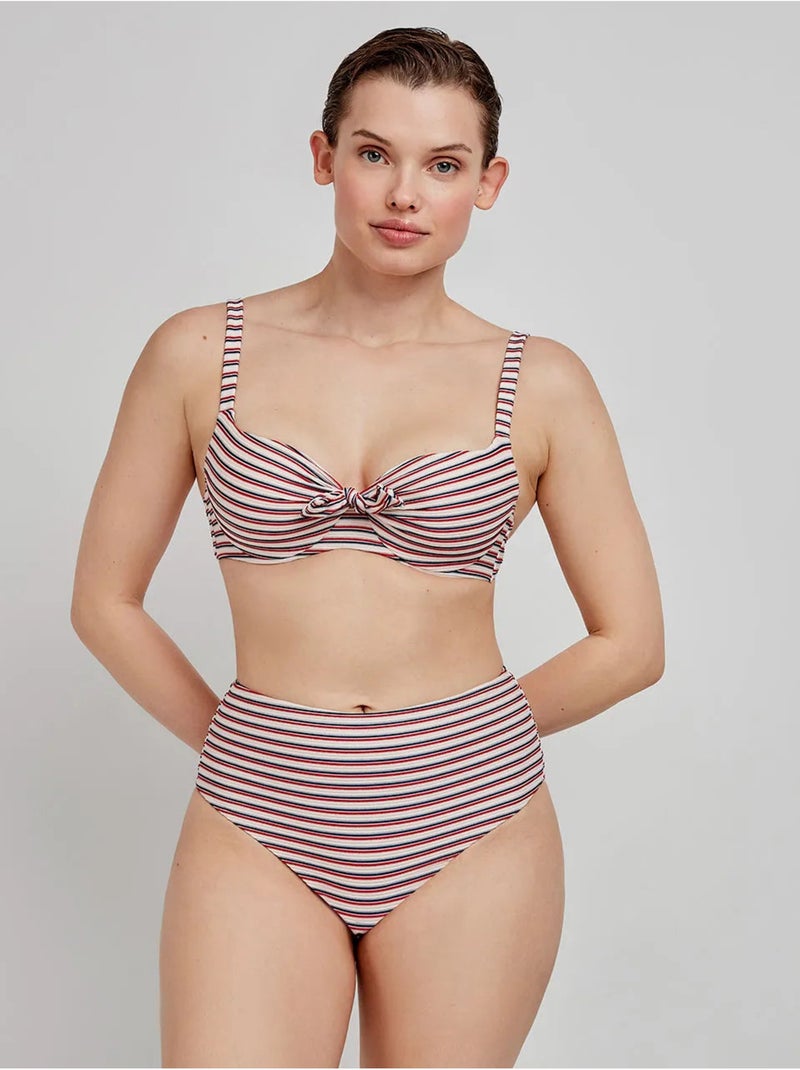 Culotte de bikini haut à rayures imprimées Multicolore - Kiabi