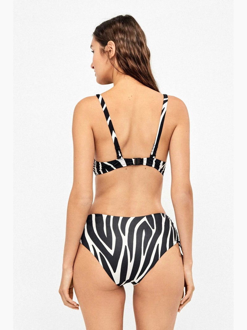 Culotte de bikini taille haute en tissu imprimé animal motif zèbre Multicolore - Kiabi