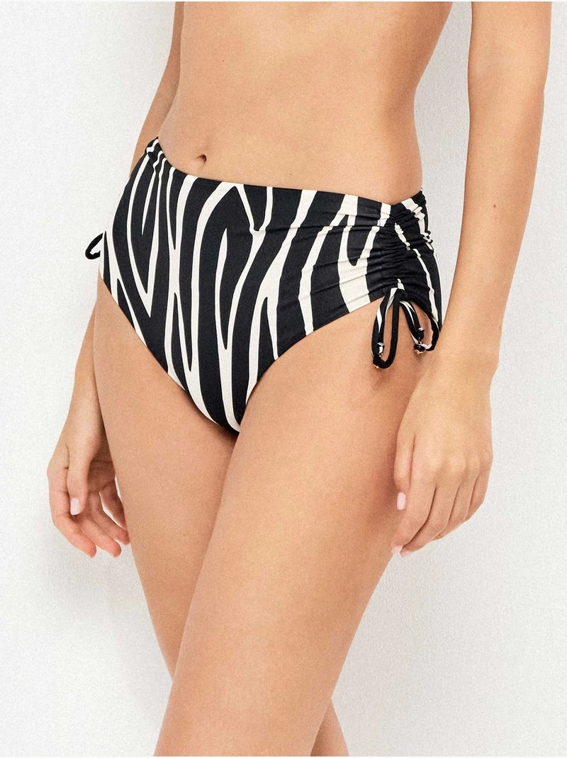 Culotte de bikini taille haute en tissu imprimé animal motif zèbre Multicolore - Kiabi