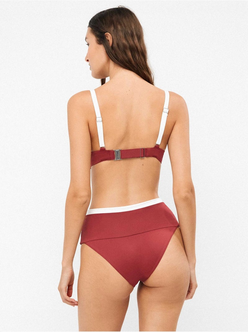 Culotte de bikini taille haute multiposition Bordeaux - Kiabi