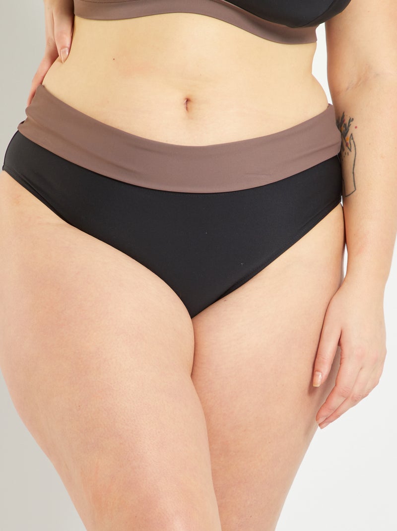Culotte de maillot de bain noir/taupe - Kiabi