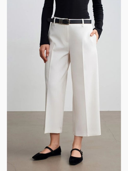 Culotte en crêpe à taille haute et ceinture dilvin - Kiabi