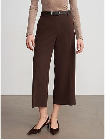 Culotte en crêpe à taille haute et ceinture dilvin