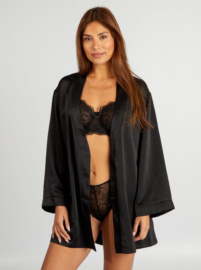 Culotte en dentelle transparente noir - Kiabi