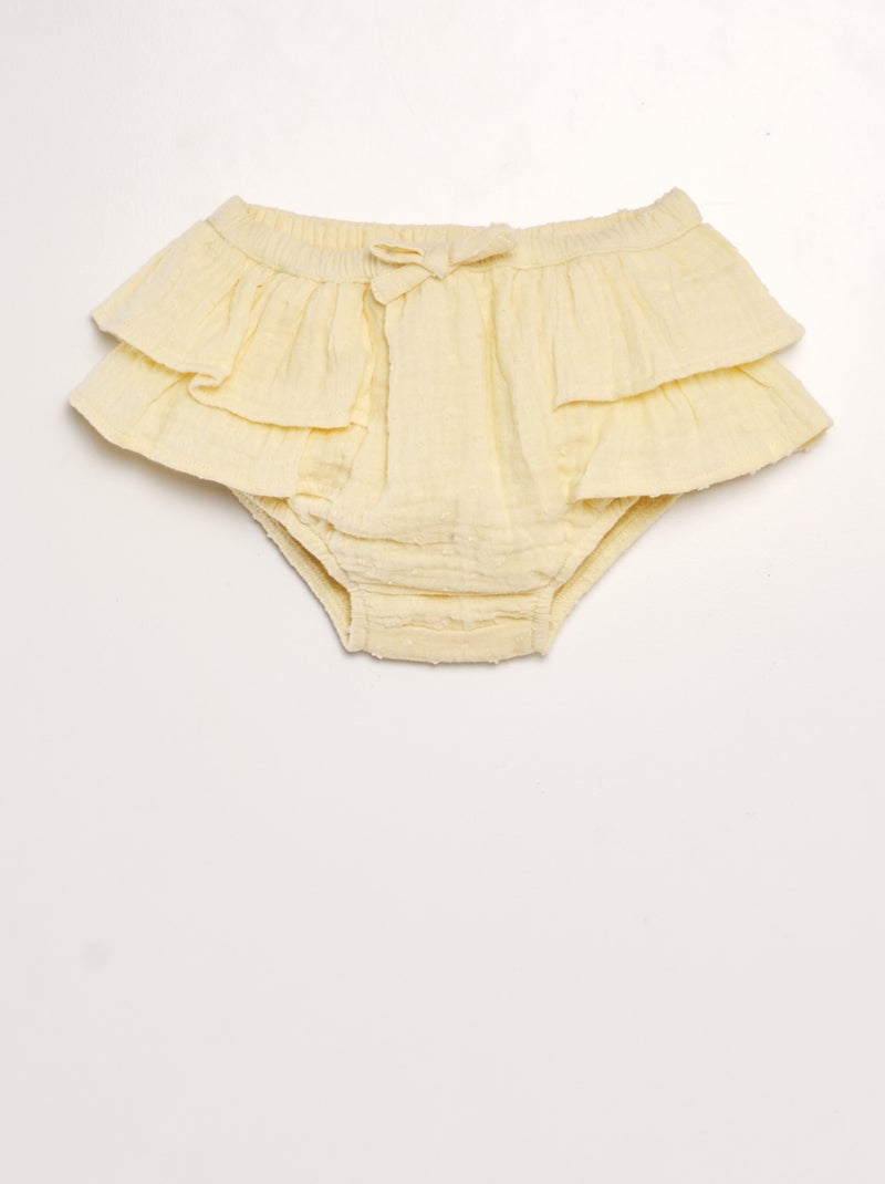 Culotte en gaze de coton avec plumetis Jaune - Kiabi