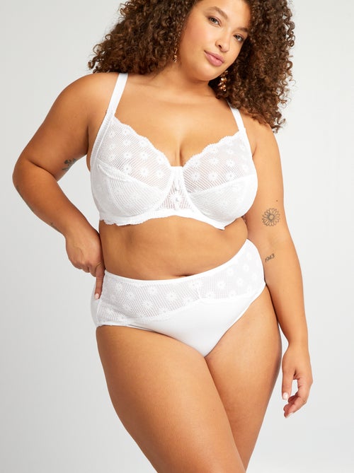 Culotte en microfibre et dentelle - Kiabi
