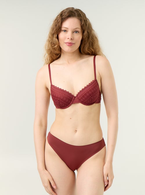 Culotte en microfibre et en dentelle - Kiabi