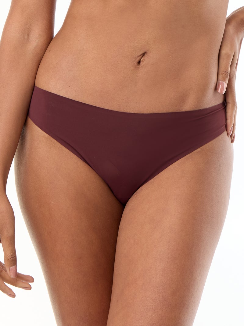 Culotte en microfibre et en dentelle Violet foncé - Kiabi