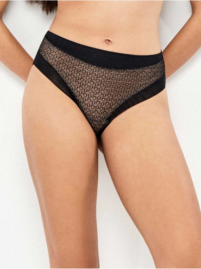Culotte en tissu jacquard monogramme Noir - Kiabi