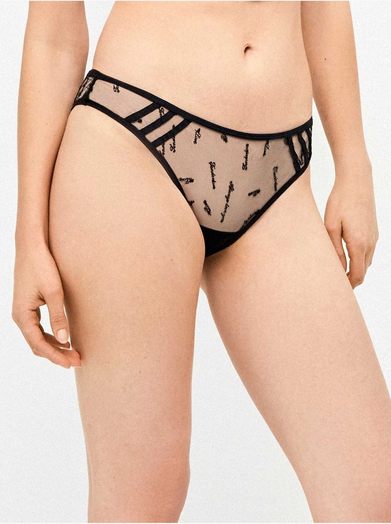 Culotte en tulle brodé et satin Noir - Kiabi
