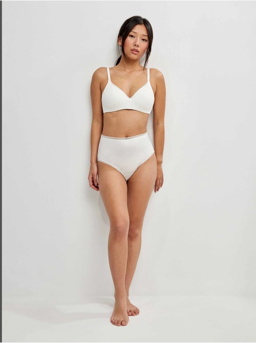 Culotte haute avec galon de plumetis - Kiabi