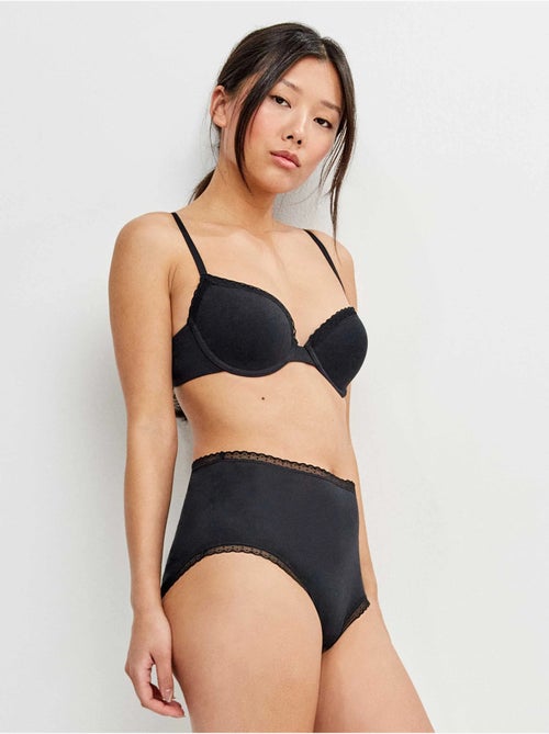 Culotte haute avec galon de plumetis - Kiabi